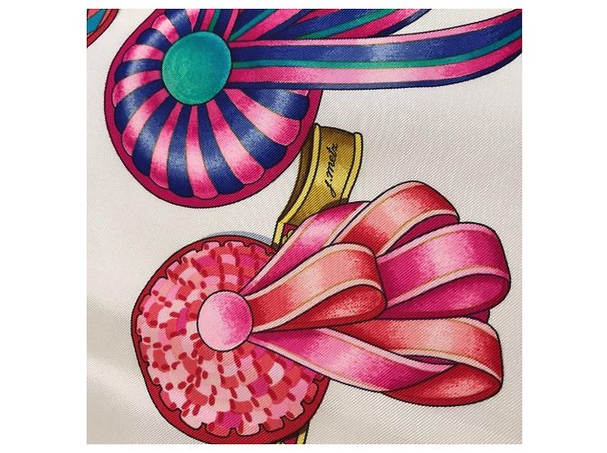 Hermès Pañuelo de seda Les Rubans du Cheval Hermes Blanco Multicolor - vista 5