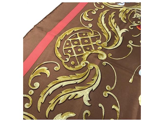 Hermès Sciarpa Carré 90 Hermes Cheval Turc Marrone - vista 10