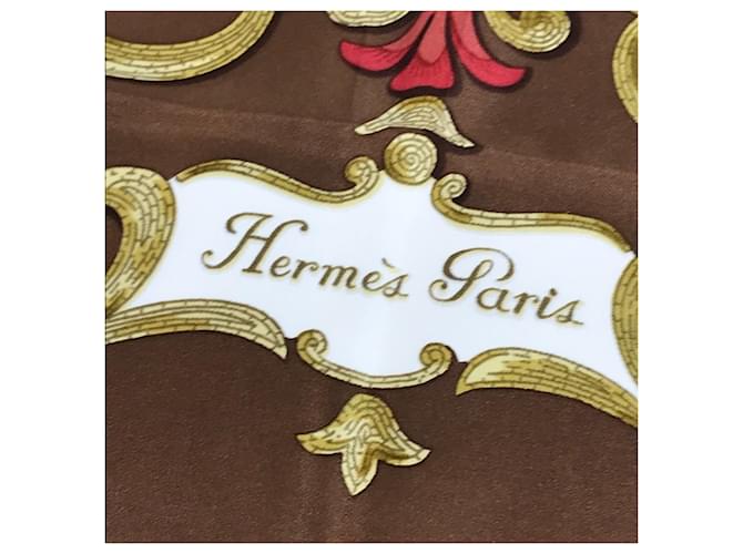 Hermès Sciarpa Carré 90 Hermes Cheval Turc Marrone - vista 3