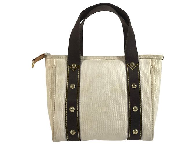 Borsa Tote Louis Vuitton Antigua Cabas PM Marrone Bianco - vista 2