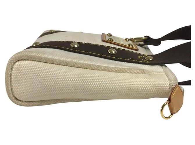 Borsa Tote Louis Vuitton Antigua Cabas PM Marrone Bianco - vista 3