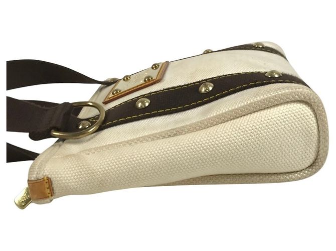 Borsa Tote Louis Vuitton Antigua Cabas PM Marrone Bianco - vista 4