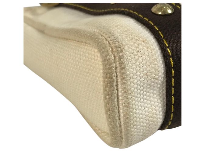 Borsa Tote Louis Vuitton Antigua Cabas PM Marrone Bianco - vista 7