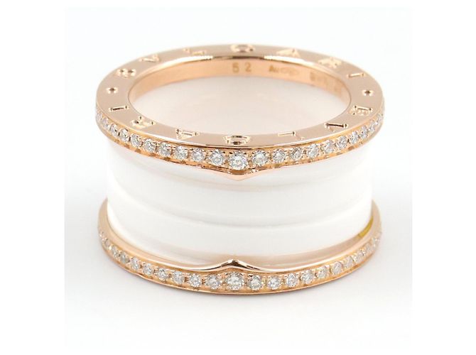 Bulgari Bvlgari B-zero1 4-Band Keramik Diamantring Weiß Golden - Ansicht 2