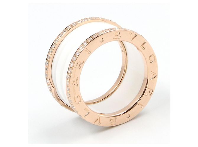 Bulgari Bvlgari B-zero1 4-Band Keramik Diamantring Weiß Golden - Ansicht 3