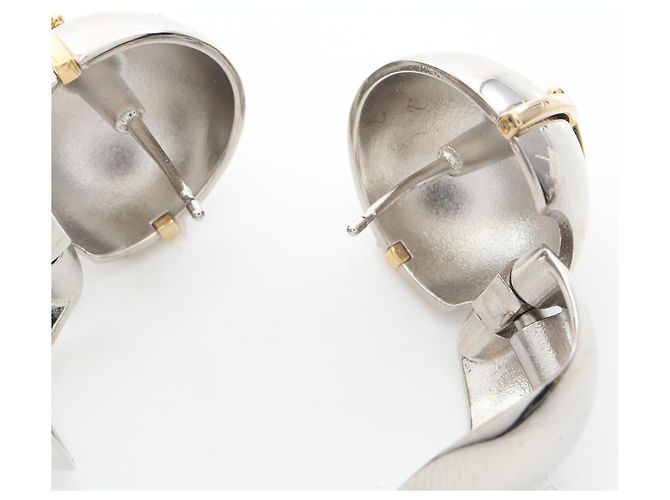 Prada Triangle Logo Stud Earrings Silvery Golden - view 5