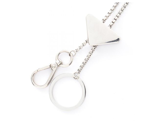 Collana portachiavi in acciaio inossidabile argento Prada - vista 2