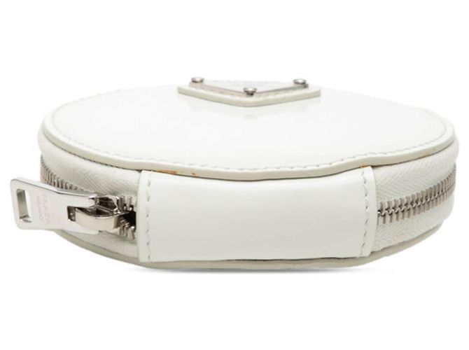 Prada Triangle Logo White Patent Leather Coin Case - view 3