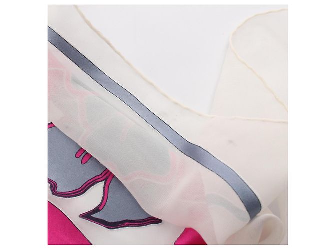 Chanel Coco Mark Camellia Stola Pink Weiß Blau - Ansicht 10