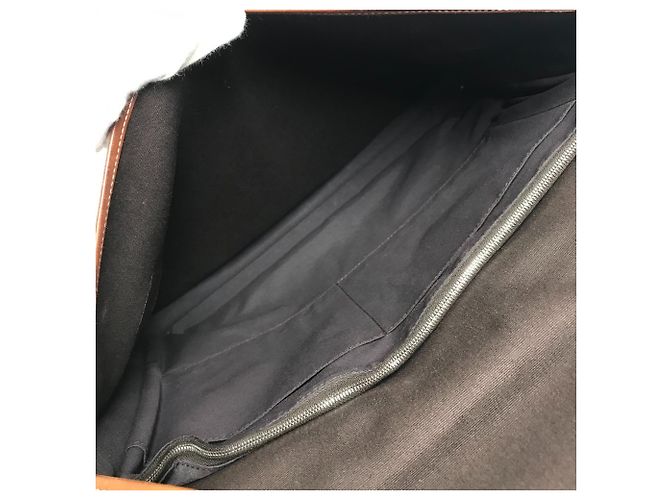 Hermès Valigetta in pelle e tela Hermes Buenaventura MM Marrone - vista 13