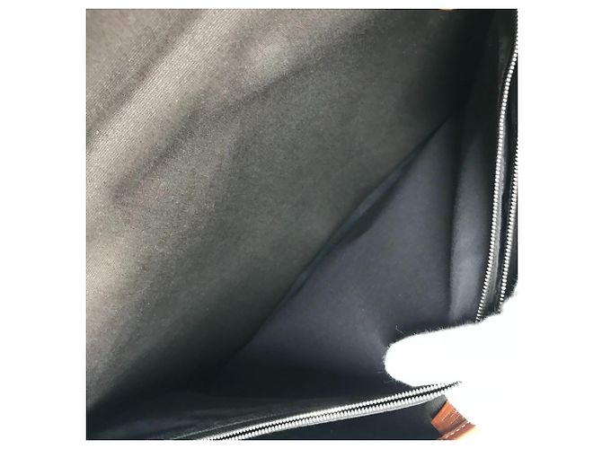 Hermès Valigetta in pelle e tela Hermes Buenaventura MM Marrone - vista 15