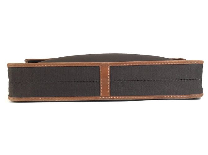 Hermès Valigetta in pelle e tela Hermes Buenaventura MM Marrone - vista 6