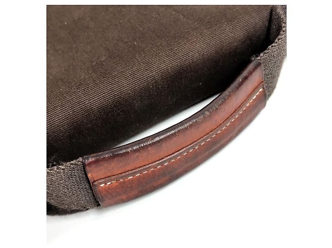 Hermès Valigetta in pelle e tela Hermes Buenaventura MM Marrone - vista 9
