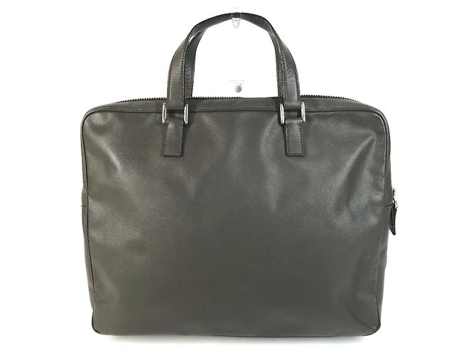 Valigetta in pelle Saffiano grigia Prada Marrone - vista 2