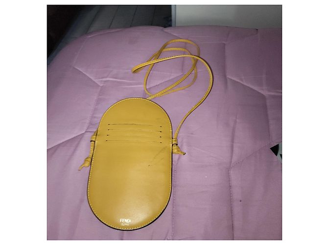 Pochette per telefono Fendi O'Lock Beige Giallo - vista 5