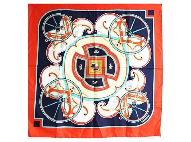 Hermès Sciarpa di seta Hermes Carré 90 Washington's Carriage Multicolore Blu navy - vista 2