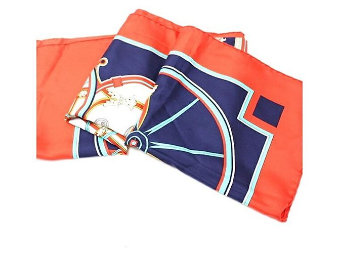 Hermès Sciarpa di seta Hermes Carré 90 Washington's Carriage Multicolore Blu navy - vista 8