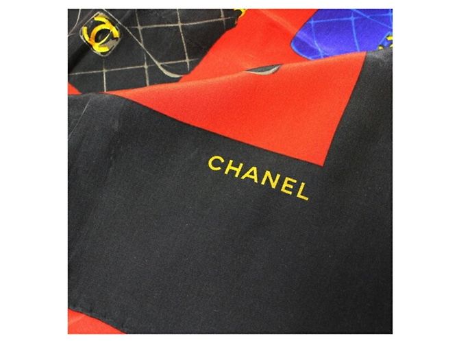 Chanel Seidenschal Schwarz und Rot - Ansicht 5