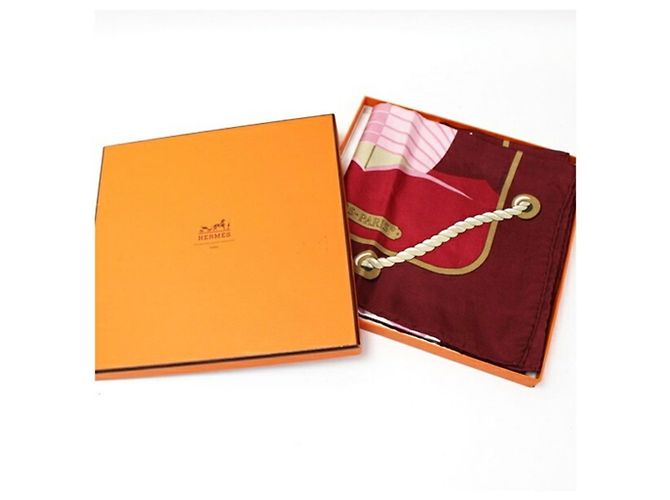 Hermès Sciarpa in seta Hermes Carre 90 GRAND LARGUE Bianco Rosso - vista 2