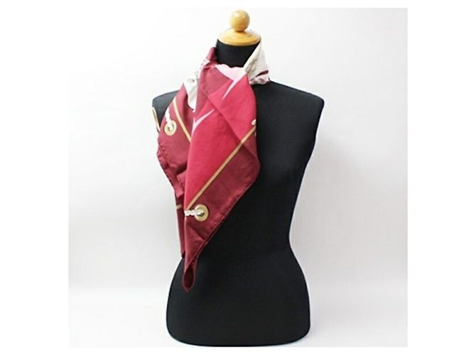 Hermès Sciarpa in seta Hermes Carre 90 GRAND LARGUE Bianco Rosso - vista 5
