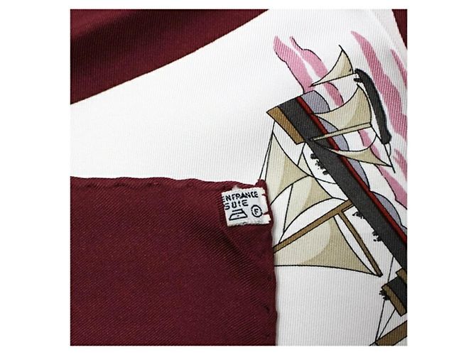 Hermès Sciarpa in seta Hermes Carre 90 GRAND LARGUE Bianco Rosso - vista 6