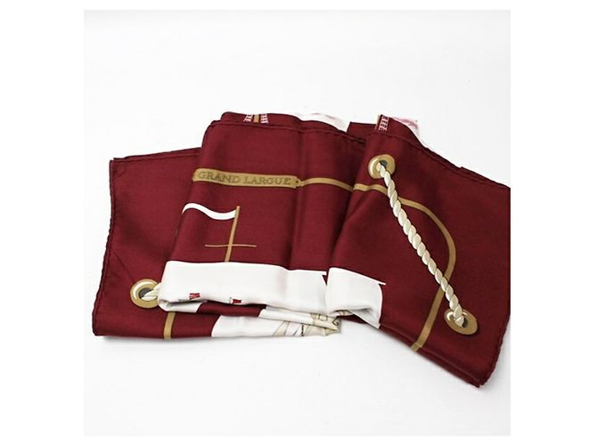 Hermès Sciarpa in seta Hermes Carre 90 GRAND LARGUE Bianco Rosso - vista 9
