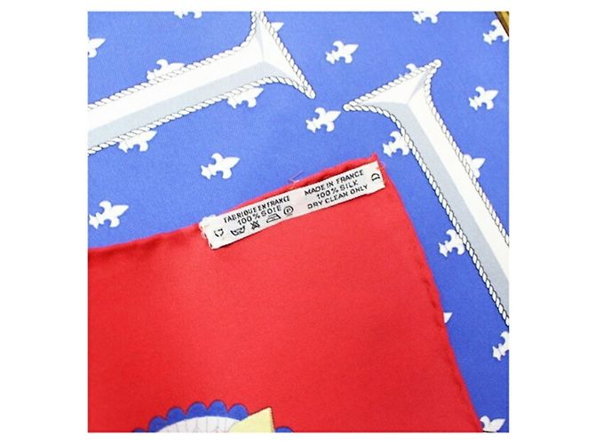 Hermès Sciarpa di Seta Hermes Muffler Carre 90 SELLES A HOUSSE Bianco Rosso Blu - vista 5