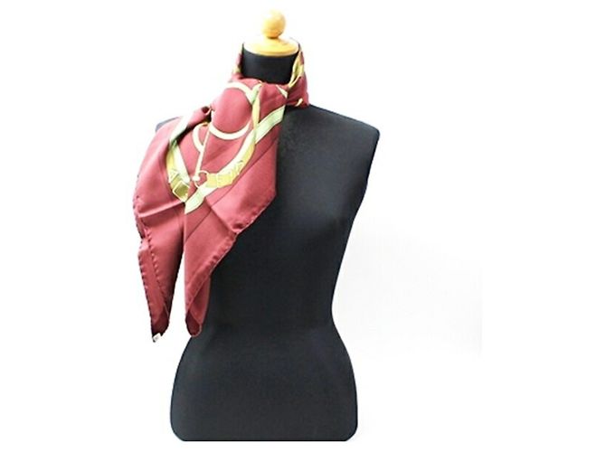 Hermès Sciarpa di seta Hermes Carré 90 EPERON D'OR Rosso Cachi - vista 4