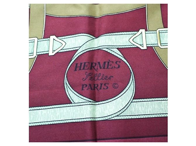 Hermès Sciarpa di seta Hermes Carré 90 EPERON D'OR Rosso Cachi - vista 6
