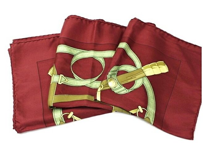 Hermès Sciarpa di seta Hermes Carré 90 EPERON D'OR Rosso Cachi - vista 8