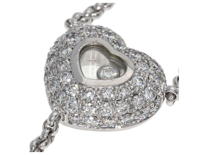 Colar Chopard Happy Diamonds em ouro branco 18K Dourado - vista 10