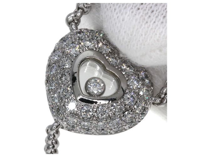 Colar Chopard Happy Diamonds em ouro branco 18K Dourado - vista 9