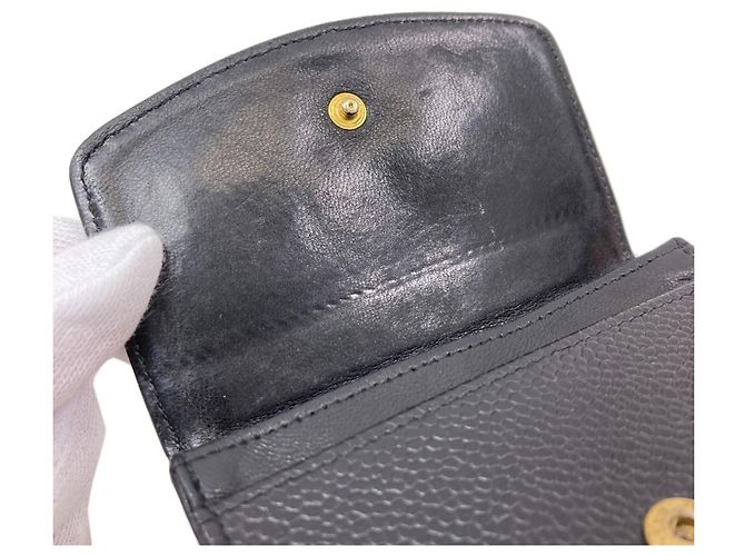 Chanel Coco Mark Stitch Münzbeutel mit Goldbeschlägen Schwarz - Ansicht 12