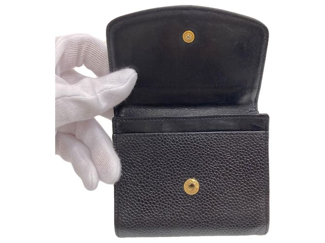 Chanel Coco Mark Stitch Münzbeutel mit Goldbeschlägen Schwarz - Ansicht 4
