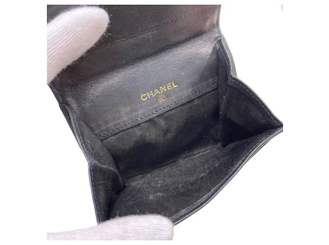 Chanel Coco Mark Stitch Münzbeutel mit Goldbeschlägen Schwarz - Ansicht 5