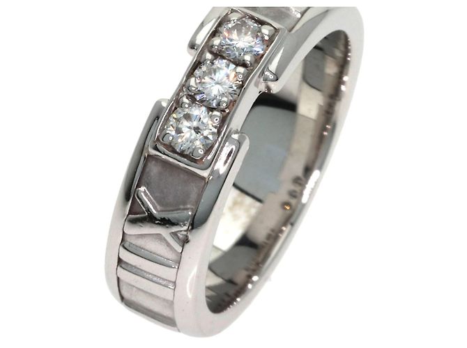 Anello Tiffany & Co. Atlas 3 diamanti in oro bianco 18K - vista 11