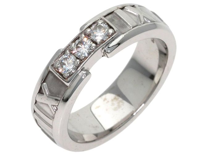 Anello Tiffany & Co. Atlas 3 diamanti in oro bianco 18K - vista 2