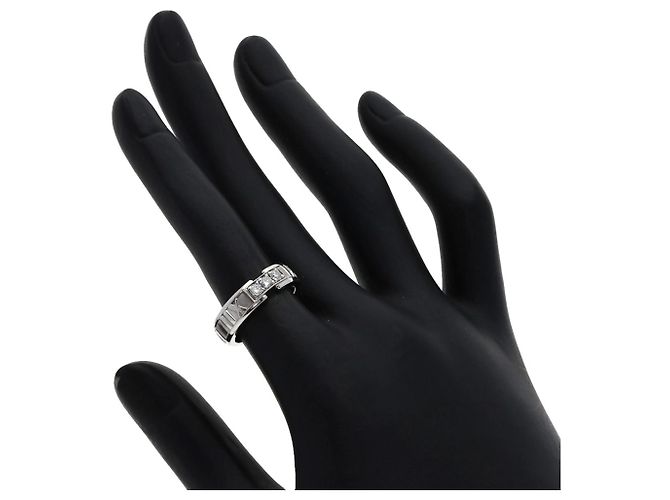 Anello Tiffany & Co. Atlas 3 diamanti in oro bianco 18K - vista 6