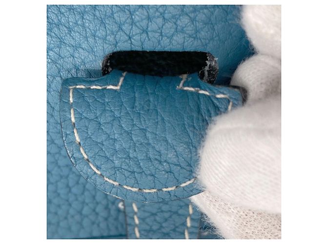 Hermès Borsa a tracolla Hermes Evelyne 3 PM Blue Jean - vista 7