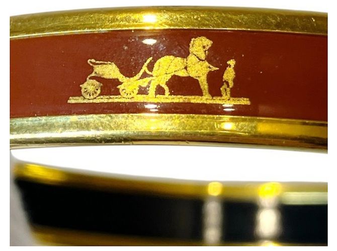 Hermès Brazalete de cloisonné en oro y rojo Hermes Roja Dorado - vista 6