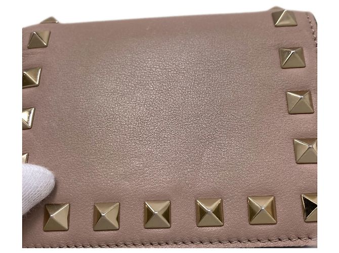Cartera de cuero bi-fold Rockstud para mujer Valentino Beige - vista 15