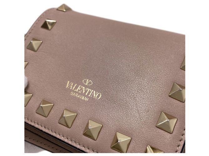 Cartera de cuero bi-fold Rockstud para mujer Valentino Beige - vista 16
