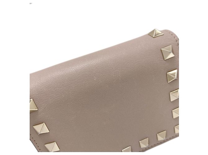 Cartera de cuero bi-fold Rockstud para mujer Valentino Beige - vista 17