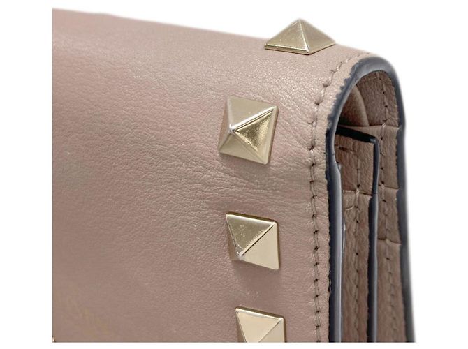 Cartera de cuero bi-fold Rockstud para mujer Valentino Beige - vista 18
