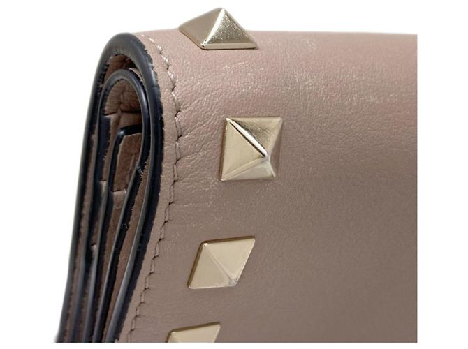 Cartera de cuero bi-fold Rockstud para mujer Valentino Beige - vista 19