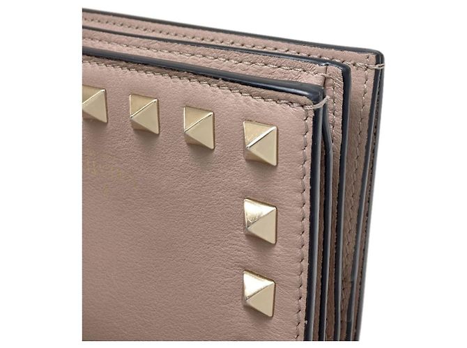 Cartera de cuero bi-fold Rockstud para mujer Valentino Beige - vista 20