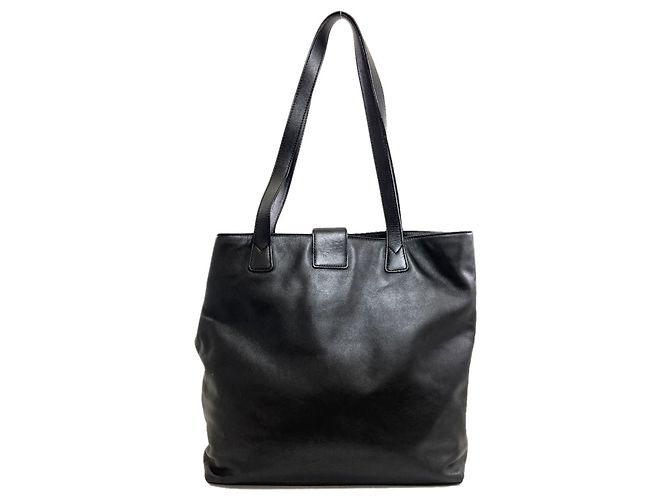 Borsa Tote Chanel Logo Nera in Pelle di Vitello Nero - vista 2