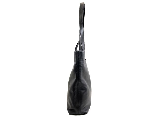 Borsa Tote Chanel Logo Nera in Pelle di Vitello Nero - vista 3