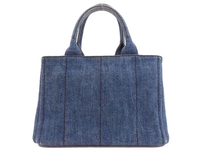 Prada Canapa Mini 2-Way Handtasche Blau - Ansicht 2