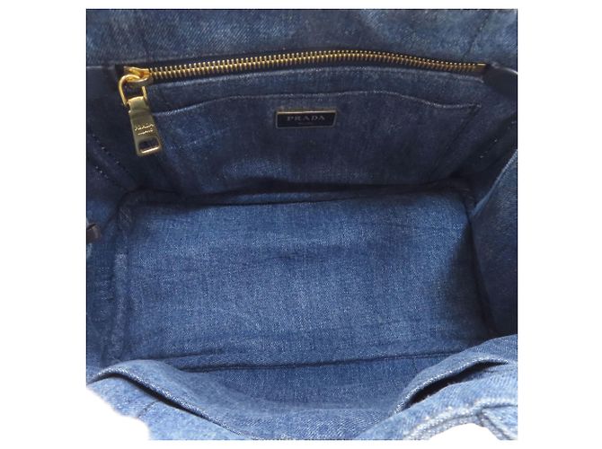 Prada Canapa Mini 2-Way Handtasche Blau - Ansicht 5